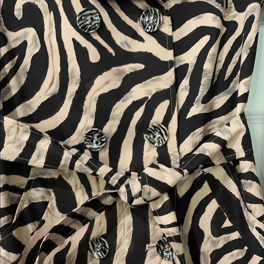 Samuel Dong Zebra Statement Trench Coat M - Picture 5 of 13